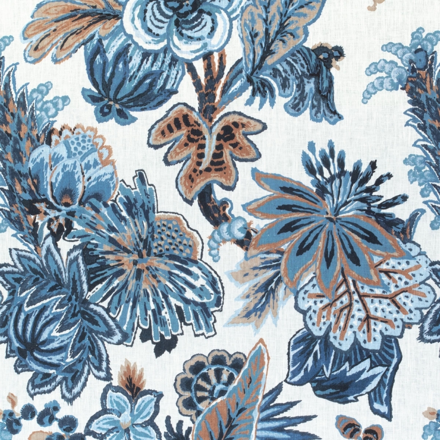 Ткань Thibaut F910213 Floral Gala Navy and White коллекции Colony