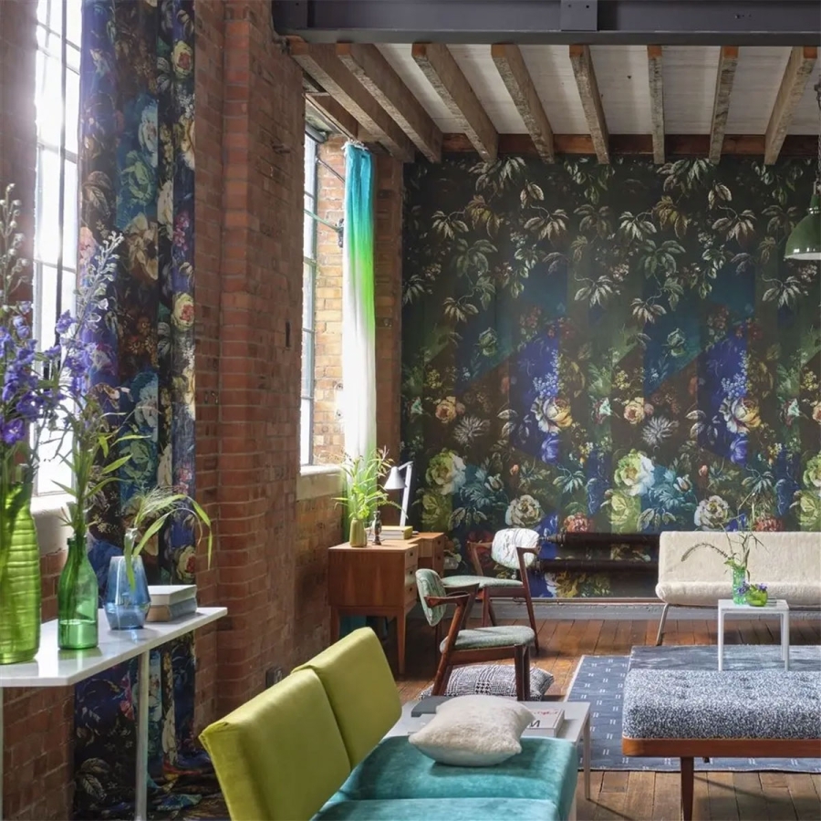 Льняная ткань Designers Guild FDG2985/01 Cobalt коллекции Minakari  в интерьере