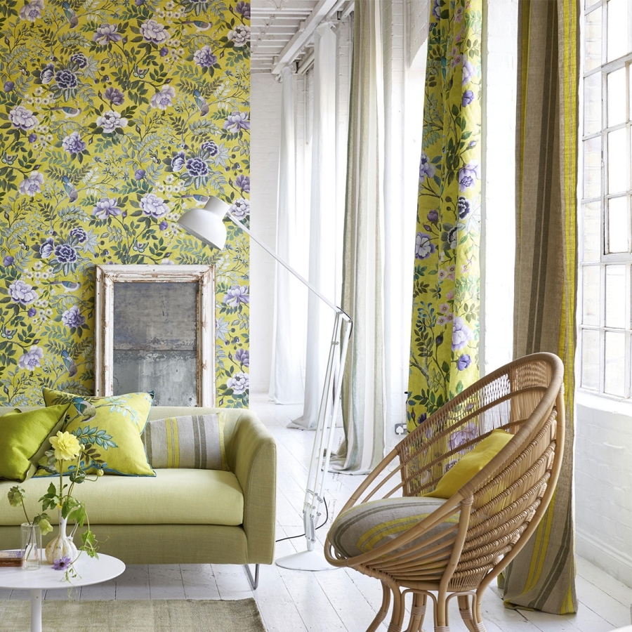 Ткань Designers Guild FDG3015/04 Alchemilla коллекции Porcelaine de Chine в интерьере