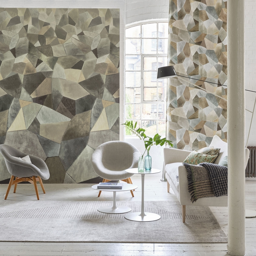 Обои флизелиновые Designers Guild PDG1110/02 Geo Moderne Pewter в интерьере