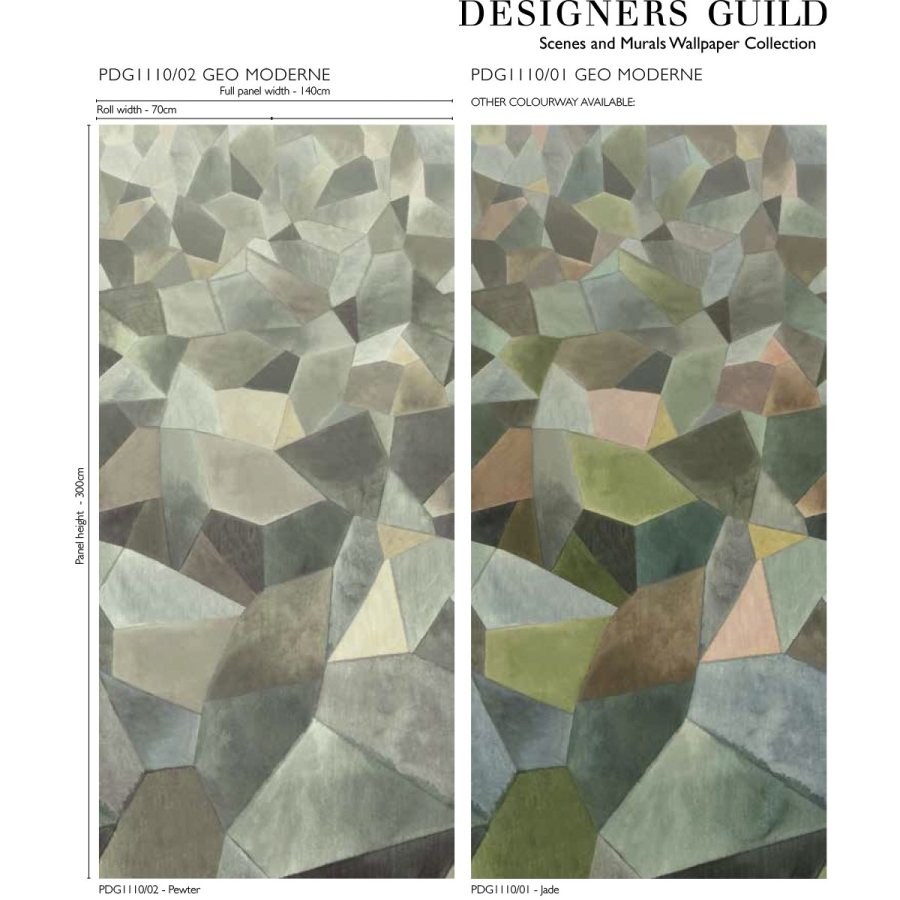 Размер панно Designers Guild PDG1110/02 Geo Moderne Pewter