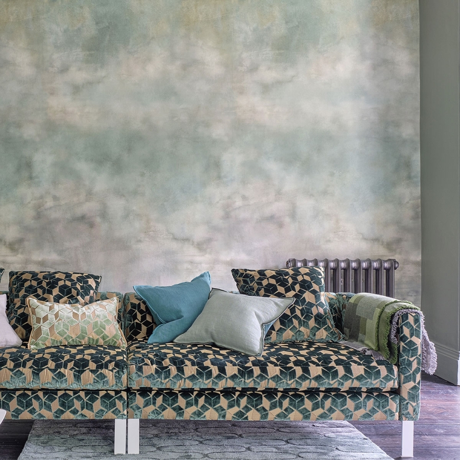 Обои флизелиновые Designers Guild PDG1114/01 Suisai Celadon коллекции Scenes and Murals в интерьере