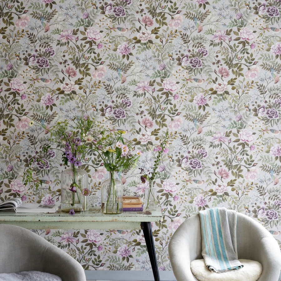 Обои флизелиновые Designers Guild PDG1146/06 Cameo коллекции Porcelaine de Chine в интерьере