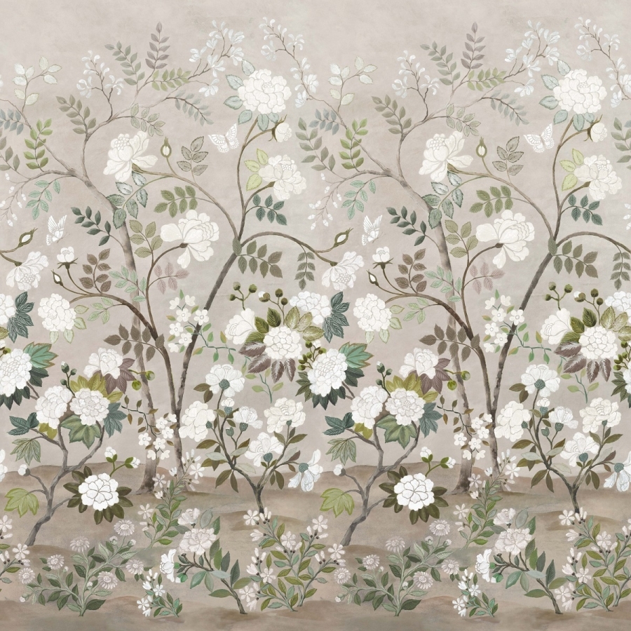 Обои флизелиновые Designers Guild PDG1152/02 Fleur Orientale Pale Birch коллекции Porcelaine de Chine