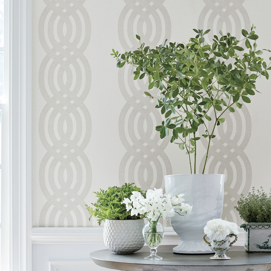 Обои бумажные Thibaut T10804 Braid Cream коллекции Heritage в интерьере
