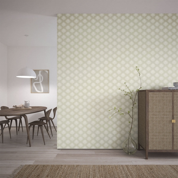 Обои флизелиновые Scion 112210 Ballari Parchment коллекции Esala в интерьере