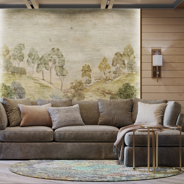 Панно Bandipur Grasscloth Sky в интерьере. Автор проекта Маргарита Булушева