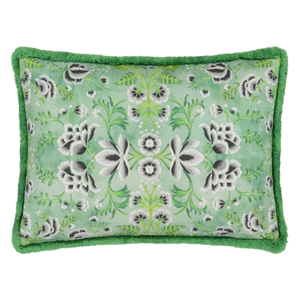Декоративная подушка Designers Guild CCDG1468 Rose De Damas Embroidered Jade Cotton Cushion с обратной стороны