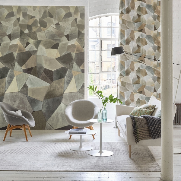Обои флизелиновые Designers Guild PDG1110/02 Geo Moderne Pewter в интерьере