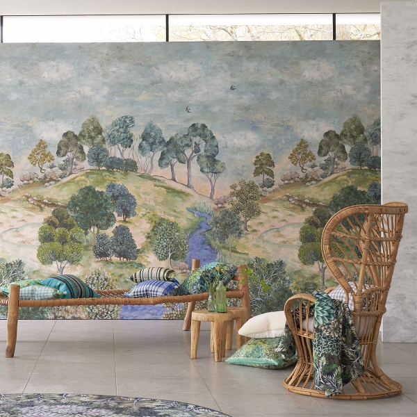Панно на флизелиновом основании Designers Guild PDG1134/01 Bandipur Sky коллекции Scenes and Murals II в интерьере