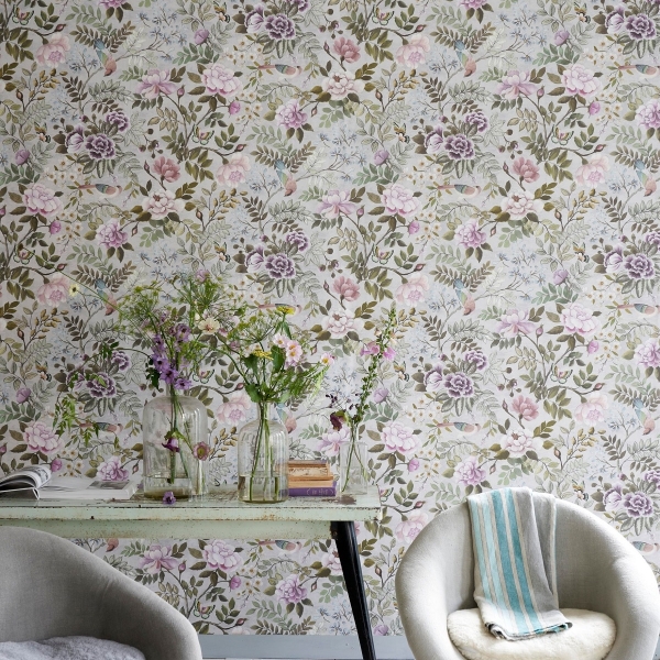 Обои флизелиновые Designers Guild PDG1146/06 Cameo коллекции Porcelaine de Chine в интерьере