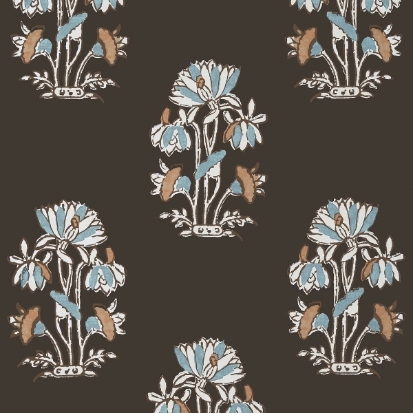 Обои бумажные Thibaut T13200 Lily Flower Black коллекции Mesa