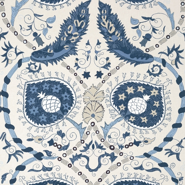 Обои флизелиновые Thibaut T13218 Lewis Blue and Beige коллекции Mesa